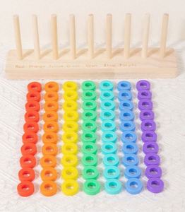 Color Recognition Sorting Sensory Toy <b>Wooden</b> Color Sorting Stacking Toys <b>Rainbow</b> Rings Game - Product Image 4