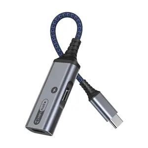 USB C ses adaptör kablosu 2 in1 tip-c kulaklık jakı adaptörü ile 60W hızlı şarj
