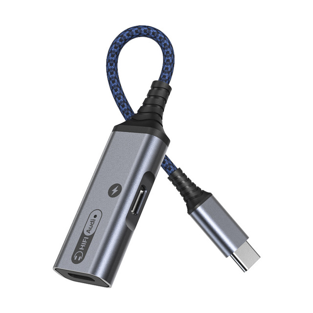 USB C Audio Adapter Cable 2 In1 Type-c Headphone Jack Adaptor with 60W Fast Charging