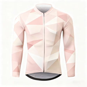 Geometric Pattern Printed Lightweight Customized Long Sleeve Multi <b>Pocket</b> <b>Bike</b> Jersey Cycling Clothing for Outdoor Biking Events - Product Image 2