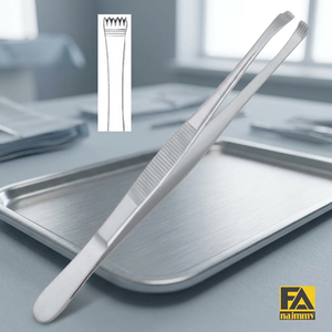 Pinces à tissus Najmmy Lerche 5x6 dents, instrument chirurgical pour chirurgie générale, certifié CE Classe I, manuel - Product Image 2