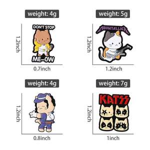روك باند القط المينا دبابيس لطيف يموت الصب الموسيقى دبابيس الحيوان للسترات الدنيم نمط بانك سبيكة شارة - Product Image 6