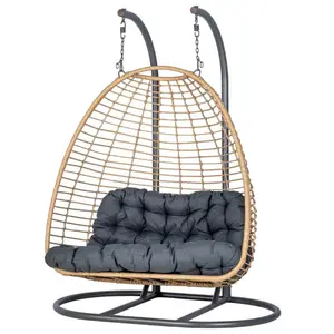 Luxury 2-Seater Hanging Chairs Wicker Oversize Double-seat Egg Swings Modern Garden Patio Seating Outdoor Furniture