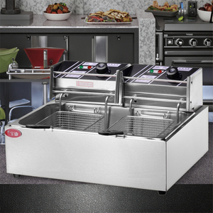BAOKANG ZL-83 Nouvelle <span class=keywords><strong>friteuse</strong></span> électrique professionnelle en acier inoxydable à <span class=keywords><strong>double</strong></span> <span class=keywords><strong>cuve</strong></span> 6L+6L 2.5+2.5KW pour frites de qualité restaurant - Product Image 3