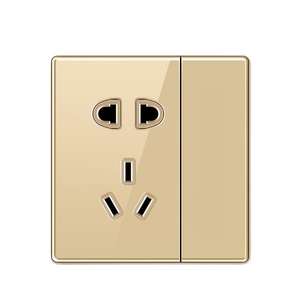 แผงซ็อกเก็ตสวิตช์กระจกแบบหนาบางพิเศษชนิด86แบบซ่อนแหล่งจ่ายไฟบนผนังสำหรับบ้านห้ารูกระจกทนทาน - Product Image 1