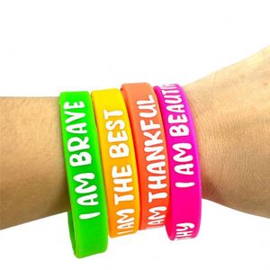 Motivational Quote Rubber Wristbands Colored Inspirational Silicone Bracelets Stretch Unisex Wristbands for Women Men <b>Gifts</b> - Product Image 3