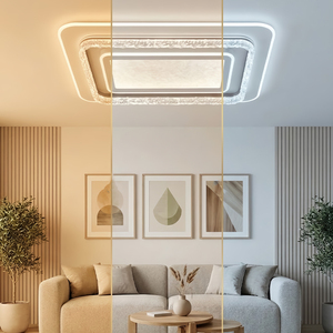 โคมไฟเพดานสไตล์นอร์ดิก อะคริลิคแบบกระจกบด ไฟ LED เปลี่ยนสีได้ 3 สี โคมไฟโมเดิร์นสำหรับห้องนอน ห้องนั่งเล่น - Product Image 3