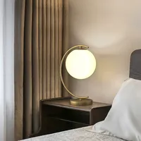 Lámpara de Mesa Globo Nórdica Moderna, Flexible y Ecológica, de Latón Macizo, con Brazo Curvo E14, Luz de Noche para Dormitorio, Ambiente Romántico y Cálido