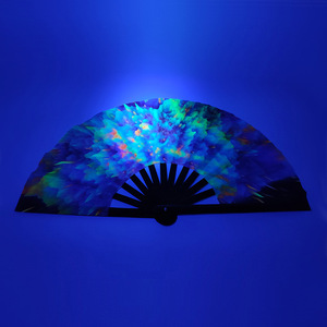 Grand Éventail Pliant pour Femmes Festivals Halloween Burlesque Arc-En-Ciel Tenues Rave Accessoires Motif Décoratif Utilisation Souvenir - Product Image 4