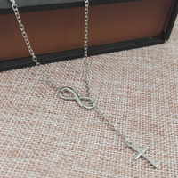 KISSWIFE Collier Pendentif Chaîne Infinie Simple Croix 8 pour Femmes Filles Bijoux Tendance Mariage Fête