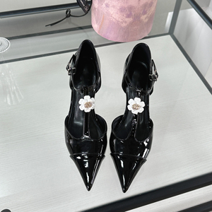 Sandalias de Tacón Alto con Punta en Pico y Flores, Zapatos de Mujer con Brillantes Dorados, Nueva Colección Primavera-Verano 2025, Gran Venta - Product Image 3