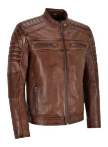 Veste pour homme en cuir Nappa marron châtain 100% véritable, finition cirée bronze, quincaillerie haut de gamme, fermeture éclair YKK, marque privée OEM - Product Image 2