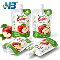 Pochettes de jus de pomme personnalisées en forme de pomme, pochette souple avec bec verseur, design ergonomique, bouchon refermable, emballage de boisson à emporter, OEM