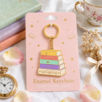 Porte-clés personnalisé pour les amoureux des livres, en métal doré, émail dur, en gros, pour sac, cadeau promotionnel