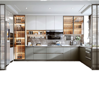Proyek Apartemen Massal, Kabinet Dapur Finishing Melamin PET High Gloss Matt, Material Particleboard MDF