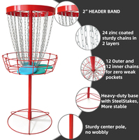 Canasta de Disc Golf con Logotipo Personalizado, 24 Cadenas, Profesional, Portátil, de Acero, Resistente al Óxido, Fácil de Montar, para Práctica en el Patio Trasero