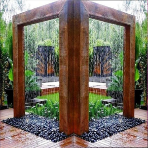 Fuente de Jardín Moderna de Metal con Cascada, Decoración para Exteriores, Acabado Rústico, Forma Irregular, Independiente - Product Image 4