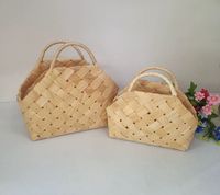 Panier à fleurs portatif en bois tressé, idéal pour mariage, cadeau de fête, vente directe usine