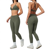 Gebürstetes Yoga-Bekleidungsset für Damen: Hochelastische, hüftformende Workout-Leggings und zweiteiliges Fitness-Set im Erwachsenen-Stil mit hoher Unterstützung