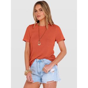 Camiseta de Verano para Mujer FOXA, Cuello Redondo, Manga Corta, Tejido Waffle, Informal, Transpirable, Básica, Blusa, Conjuntos de Primavera 2026 - Product Image 4