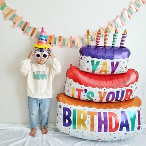 Palloncino in Foil a Tre Strati 102*63cm per Torta di Compleanno, Candele Colorate, 'Evviva, <span class=keywords><strong>è</strong></span> il Tuo Compleanno', Decorazione per Feste di Bambini con Elio - Product Image 3