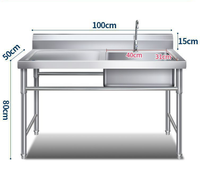 Table de travail en acier inoxydable 304 à évier unique avec plateforme de vidange latérale pour cuisine de restaurant et atelier de nettoyage – Vente directe usine