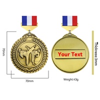 Medallas de Kickboxing de Aleación de Zinc Fundidas a Presión de Alta Calidad con Cintas para Eventos Deportivos