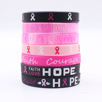Usine en gros nouveau soin pour les femmes sensibilisation au cancer du sein sensibilisation au sein sain ruban rose Bracelet en Silicone personnalisé