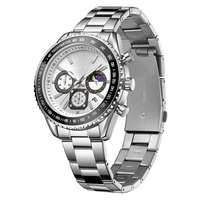 Montre à quartz pour homme de luxe en acier inoxydable, chronographe, aiguilles lumineuses, cadran stérile, mouvement Seiko, bracelet de 20 mm