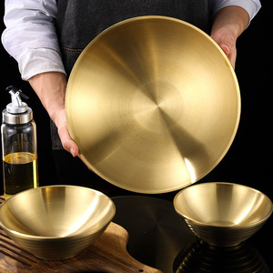 En gros, Bols à kimchi en acier inoxydable 304, Petits plateaux de service coréens à double paroi pour assaisonnements, Plats à sauce soja en métal doré - Product Image 5