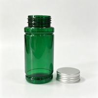 Flacon cylindrique transparent vert en PET de 180 cc avec bouchon à vis pour capsules, comprimés et emballage extérieur de suppléments naturels