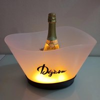 Grand Seau à Glace Lumineux en Plastique, Support à Bouteilles de Vin/Champagne LED, Seau à Bière Lumineux pour Bar et Discothèque
