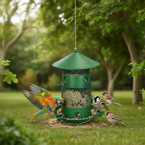 Outdoor Hanging Metal <b>Bird</b> <b>Seed</b> Feeder 360 Degree Perches Squirrel Proof Design For Yard Green - Product Image 2