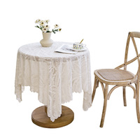 Nappe ronde en dentelle vintage française, élégante broderie florale, couvre-table pour mariage, salle à manger, fête, décoration de la maison