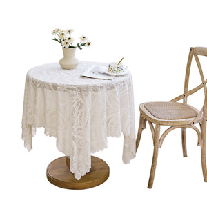 Tovaglia Rotonda in Pizzo Vintage Francese, <span class=keywords><strong>Elegante</strong></span> <span class=keywords><strong>Copritavolo</strong></span> con Ricami Floreali per Matrimoni, Sale da Pranzo, Feste e Decorazioni per la Casa - Product Image 5