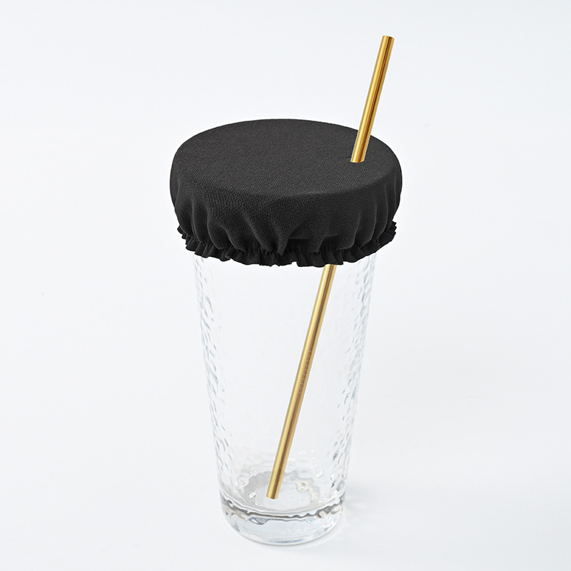 Tapa de taza - tela negra de doble cara