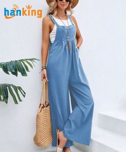 Mono de punto largo sin mangas de estilo dulce para mujer, overol casual holgado con tirantes para primavera - Product Image 3