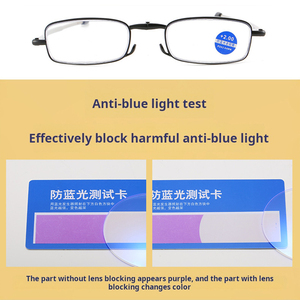 <span class=keywords><strong>Gafas</strong></span> de lectura con montura de Metal <span class=keywords><strong>plegables</strong></span> compactas a la moda para hombre, <span class=keywords><strong>gafas</strong></span> presbiópicas <span class=keywords><strong>plegables</strong></span>, antiluz azul para mujer, hipermetropía - Product Image 2