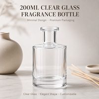 Flacon de parfum vide en verre transparent de 200 ml avec surface givrée, impression sérigraphique, étiquette personnalisable pour l'emballage de désodorisants