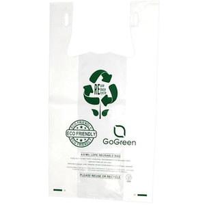 Sac de courses réutilisable en LDPE blanc, sac de transport écologique pour épicerie, emballage de vente au détail personnalisé imprimé - Product Image 1