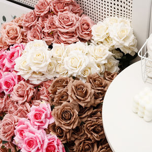 Ramo <span class=keywords><strong>de</strong></span> rosas capuchino <span class=keywords><strong>de</strong></span> 7 cabezas <span class=keywords><strong>de</strong></span> alambre <span class=keywords><strong>de</strong></span> tela <span class=keywords><strong>de</strong></span> seda multicolor para boda decoración <span class=keywords><strong>de</strong></span> Mesa para el hogar - Product Image 6