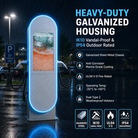 Borne de Recharge Commerciale pour Véhicules Électriques 22-44 kW Double Connecteur AC avec Grand Écran 32 Pouces, Wi-Fi, Bluetooth, OCPP 1.6