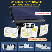 Lampu banjir Led, lampu dinding tenaga surya, 4 pengaturan sudut kepala, lampu banjir, lampu taman, anti air, Sensor gerakan, lampu luar ruangan