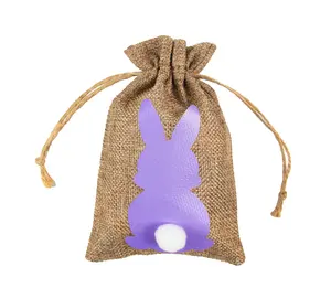 24pcs ईस्टर बनी बर्लेप Drawstring खरगोश सनी के साथ उपहार बैग कैंडी बैग इलाज बोरियों उपहार पैकेजिंग बैग ईस्टर पार्टी एहसान