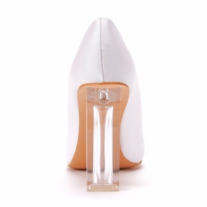 <span class=keywords><strong>Chaussures</strong></span> à talon carré transparent en cristal, bout pointu, pour soirée dansante, mariée, en satin de soie, longues - Product Image 3