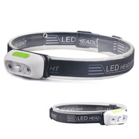 Lampe frontale à LED cob avec Mini capteur, rechargeable par USB, idéale pour la pêche