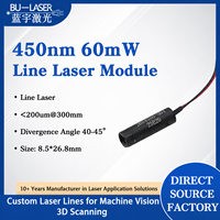 Module laser bleu 450 nm 60 mW, émetteur laser linéaire pour scanner 3D, vision industrielle, imagerie à lumière structurée et inspection industrielle
