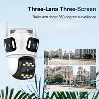 Cámara Wifi Inalámbrica Wistino de 12MP y 6K con Tres Lentes, Audio Bidireccional, Visión Nocturna en Color, Cámara de Seguridad Wifi