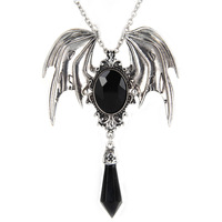 Collier pendentif rétro populaire d'Halloween, style gothique européen et américain, ailes de chauve-souris Victoria incrustées de pierres précieuses