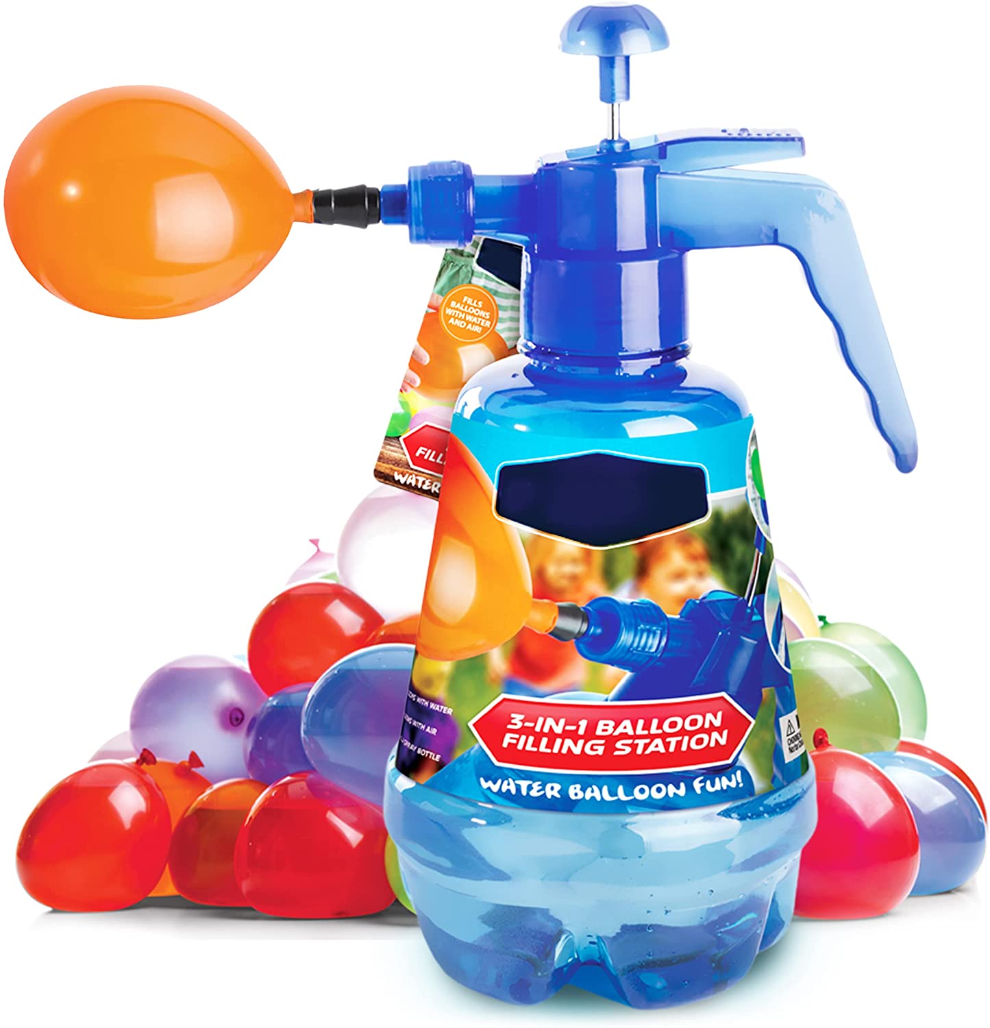 Bomba Infladora De Globos De Agua Con Botella De 1.5 L Y 500 Globos – Inflador Manual Rápido, Ligero Y Portátil Para Fiestas, Playa Y Barbacoas